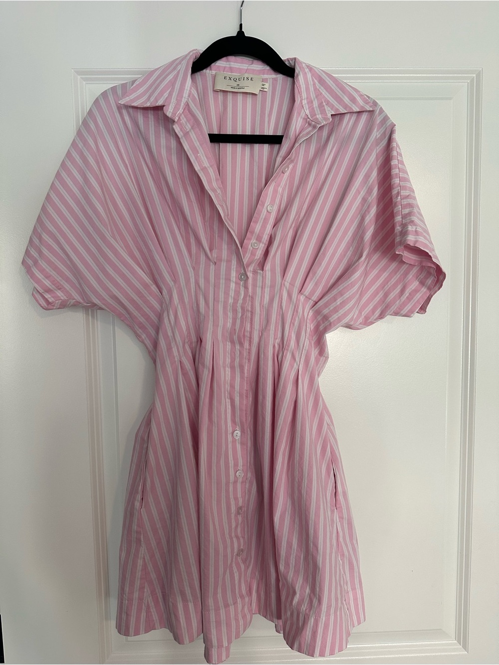 Anthropologie Pink and White Striped Tobie Dress